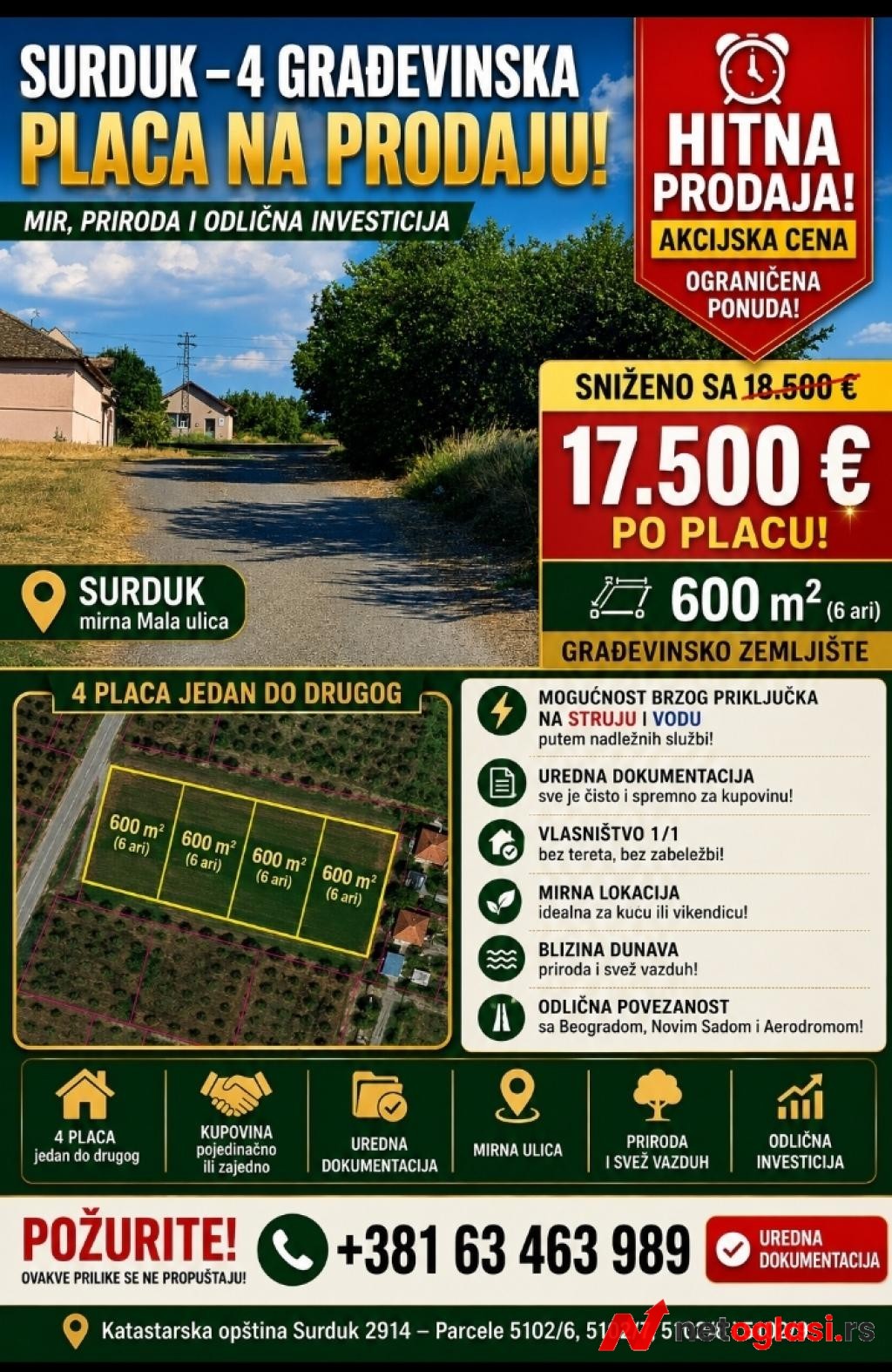 Fiksno 17.000 e, gradjevinski placevi