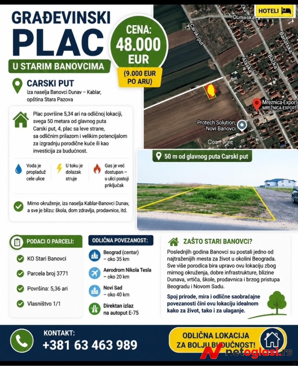 Plac 5,34 ari Stari Banovci Carski put 48.000 e